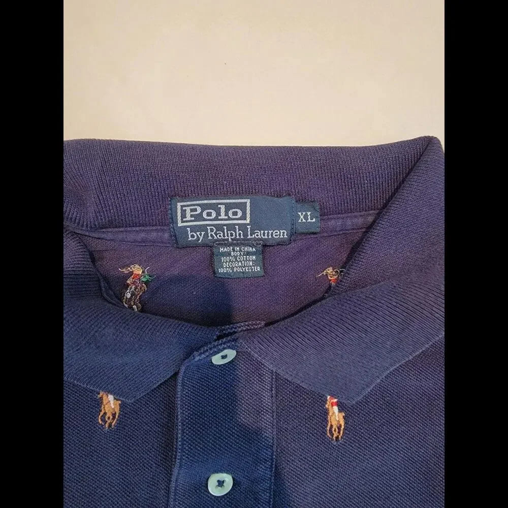 Vintage Polo Shirt XL Ralph Lauren Embroidered Ponies Pony
